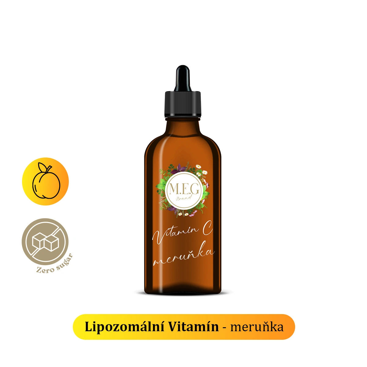 M.E.G Lipozomální Vitamín C – Meruňka (100 ml) se sladidlem