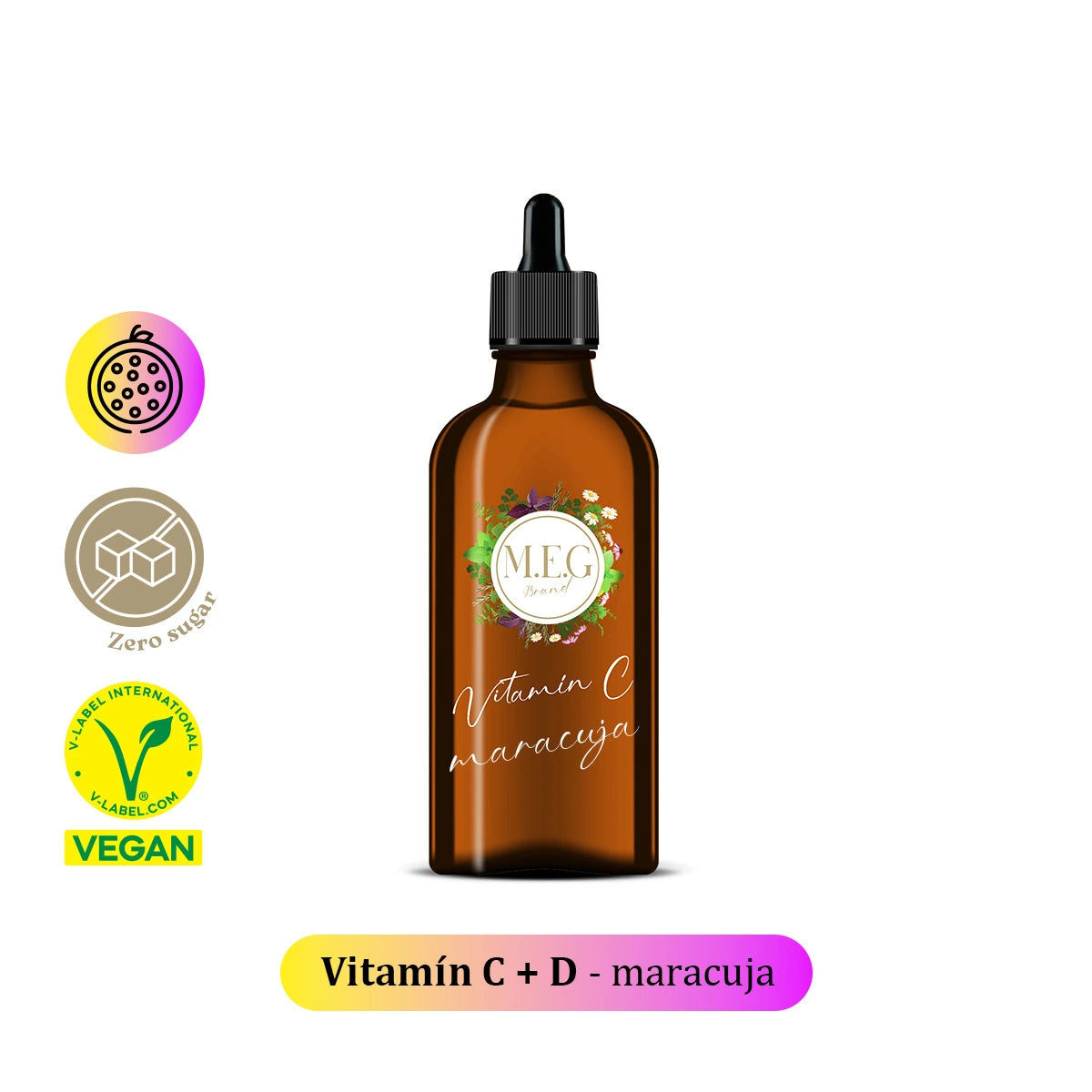 M.E.G Tekutý Vitamín C + D - Maracuja se sladidlem