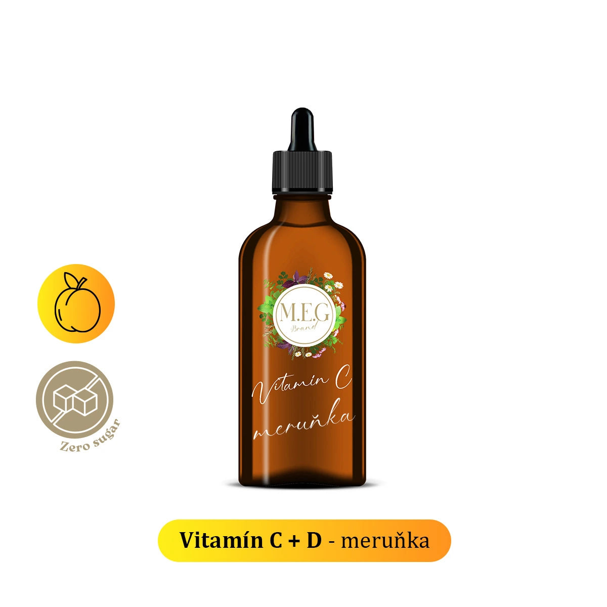 M.E.G Tekutý Vitamín C + D - Meruňka se sladidlem