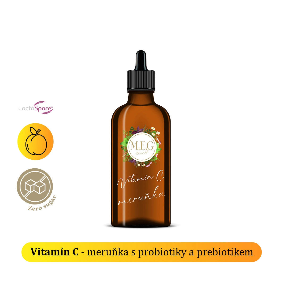 M.E.G Vitamín C - Meruňka s probiotiky a prebiotikem se sladidlem